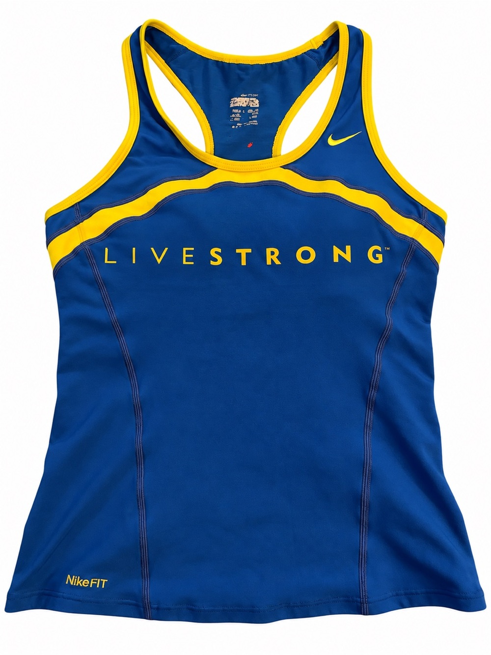 Nike Women's Blue and Yellow Livestrong Racerback Tank